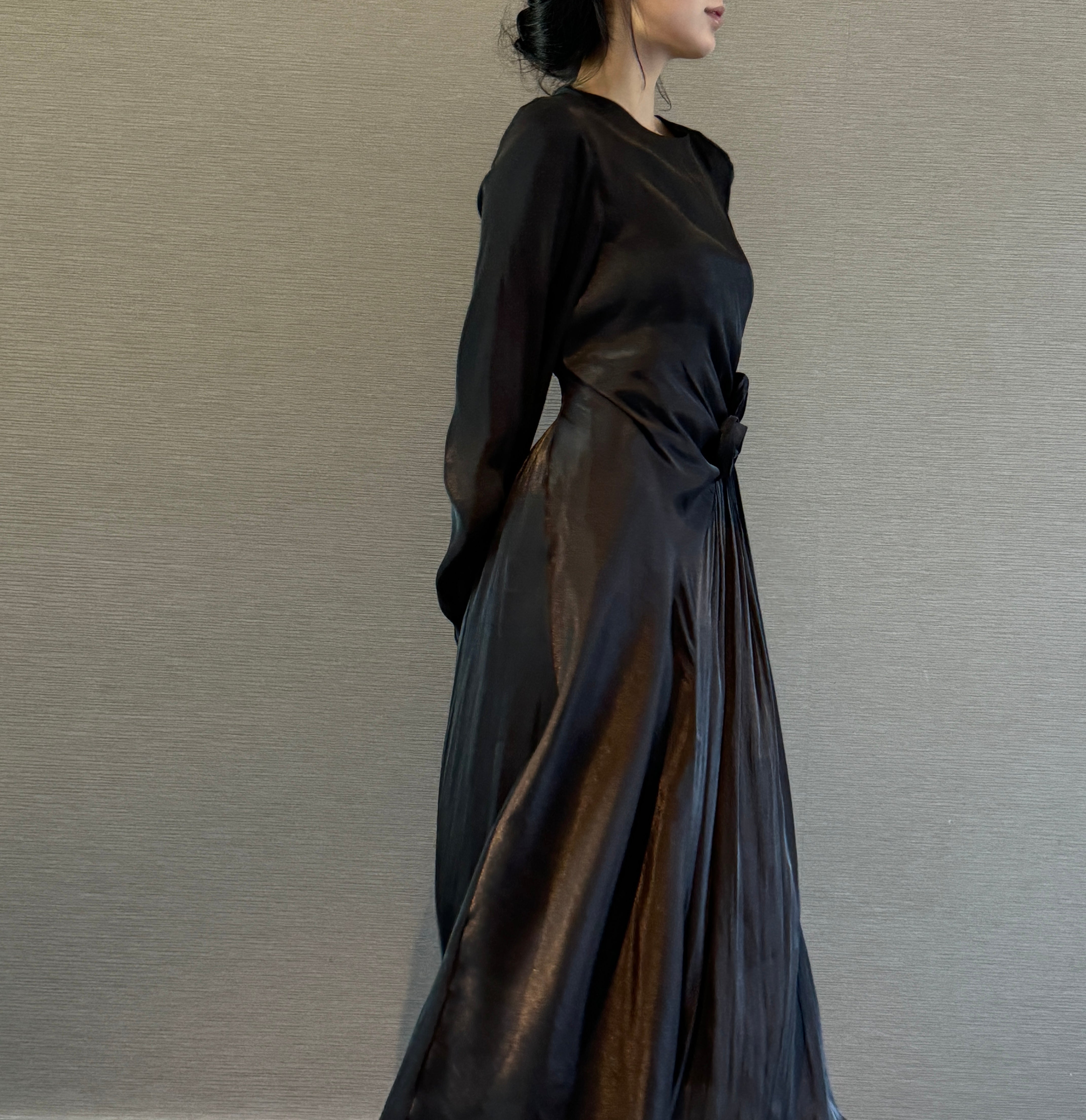 Black Flora Essence Grecian Dress