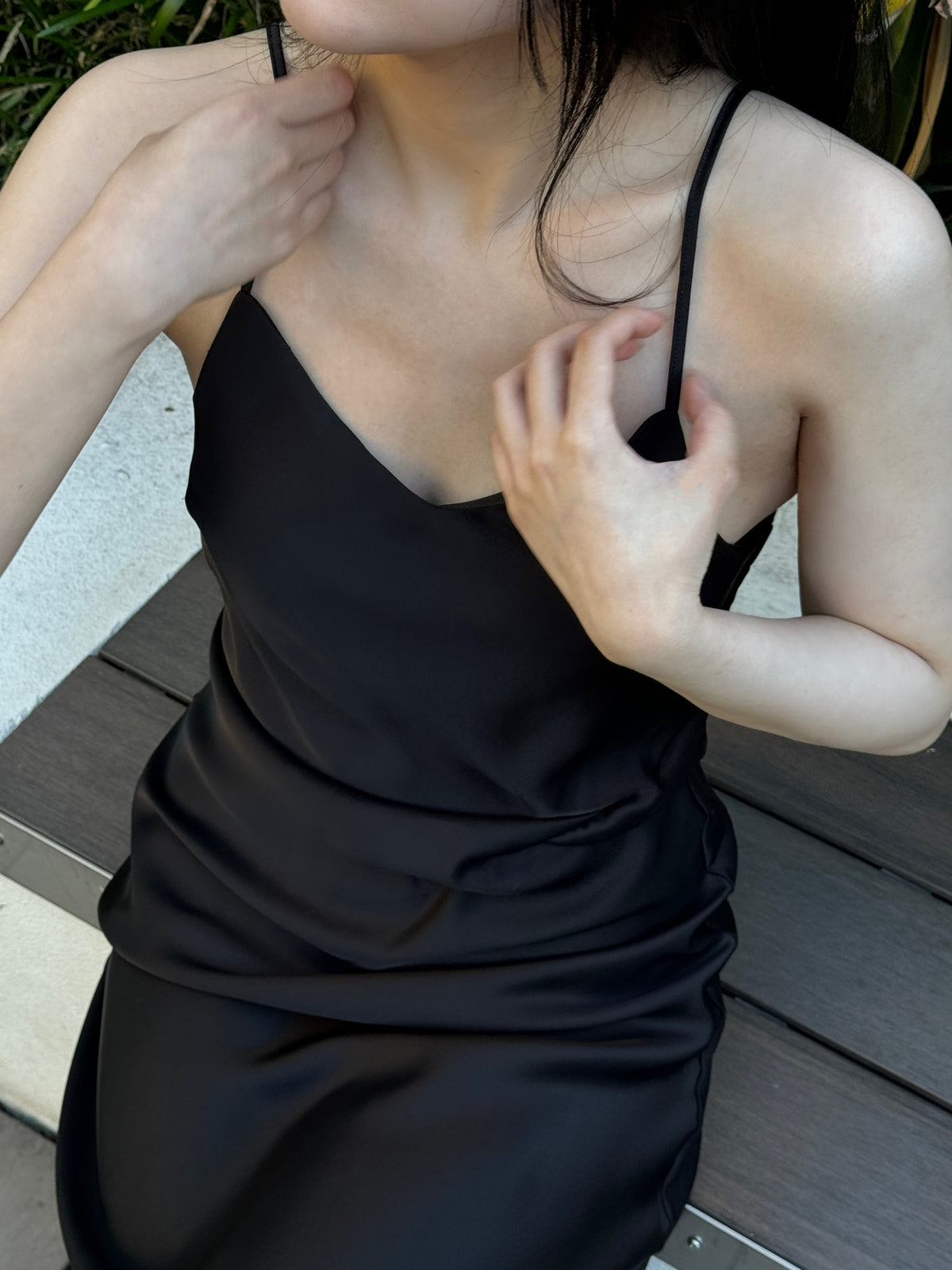 Midnight Satin Slip Dress
