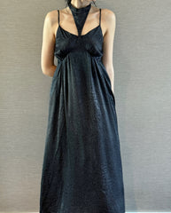 Black Shimmer Halter Dress